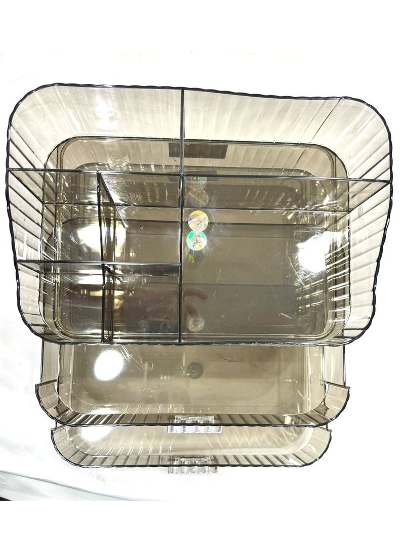 فينيكس منظم مكياج  اكريليك بأدراج قابلة للتكديس، وحدة تخزين لسطح المكتب ودولاب الملابس لحفظ مستحضرات التجميل ومنتجات العناية بالبشرة وأحمر الشفاه ، صينية ودرجين - Image 4