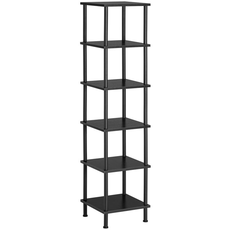HOOBRO 6Tier Corner Shelf Corner Square Rack Display Shelf Tall Storage Rack Plant Stand Bookcase for Small Spaces Living Room Home Office Kitchen Black BK55CJ01