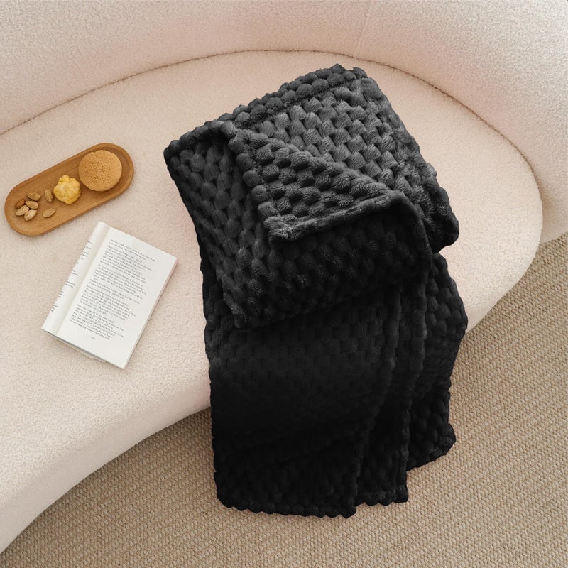 BEDELITE BEDELITE Fleece Blanket  Large Queen Blanket for Bed  3D Jacquard Decorative Black Fuzzy Blanket  Soft and Cozy Warm Plush Fluffy Blanket All Seasons Suitable  90x90Inches  - Image 5
