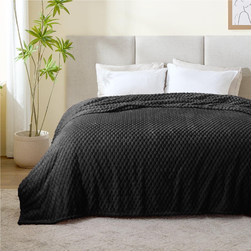 BEDELITE BEDELITE Fleece Blanket  Large Queen Blanket for Bed  3D Jacquard Decorative Black Fuzzy Blanket  Soft and Cozy Warm Plush Fluffy Blanket All Seasons Suitable  90x90Inches  - Image 2