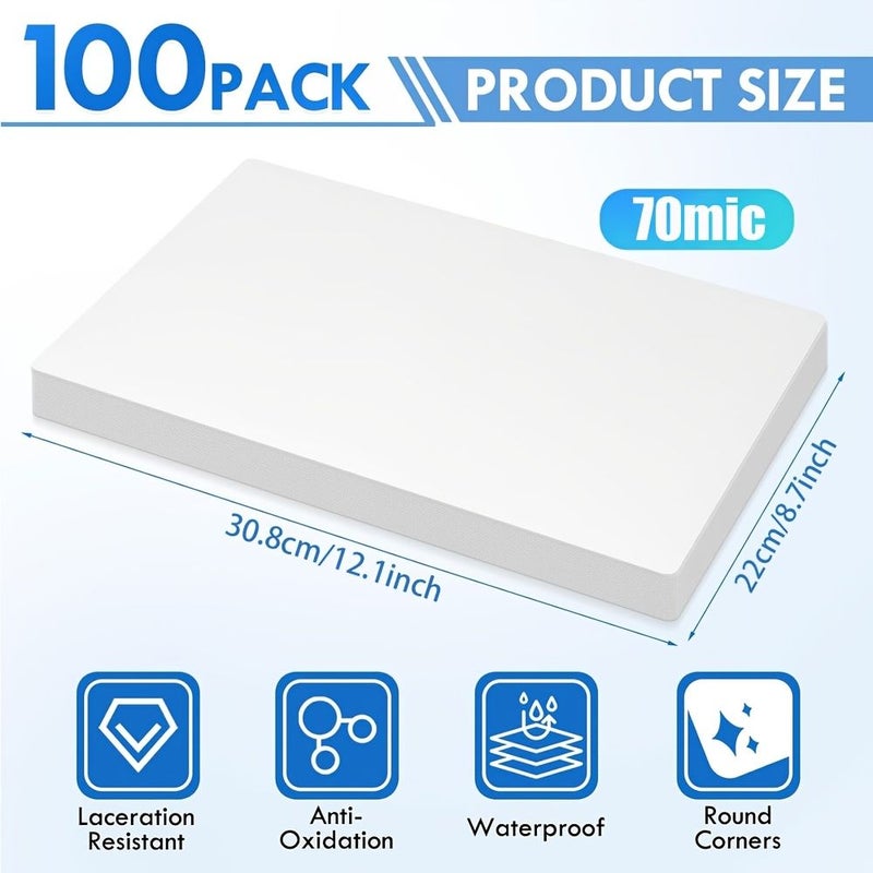 100 Pcs A4 Transparent Heat Shrink Laminating Pouches Rounded Corner 70 Mic For Office Documents Photo Protection Compatible With All Heat Press Machines - Image 2