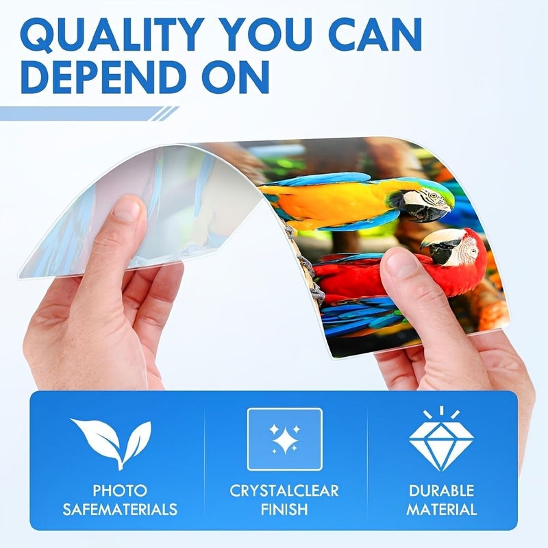 100 Pcs A4 Transparent Heat Shrink Laminating Pouches Rounded Corner 70 Mic For Office Documents Photo Protection Compatible With All Heat Press Machines - Image 3