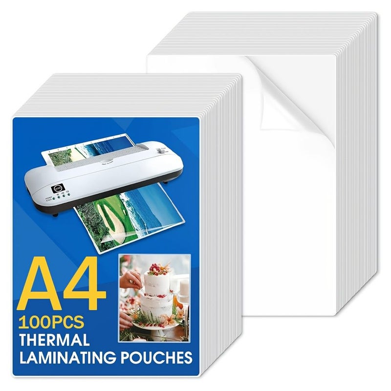 100 Pcs A4 Transparent Heat Shrink Laminating Pouches Rounded Corner 70 Mic For Office Documents Photo Protection Compatible With All Heat Press Machines - Image 1