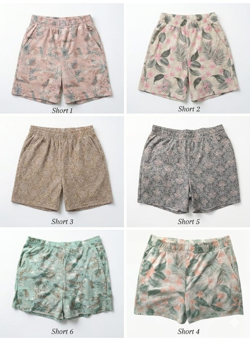 2 شورت نسائي مريح بنقشات صيفية متنوعة