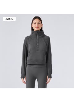 Generic Fleece-Lined High Collar Sweatshirt Women graphite gray 