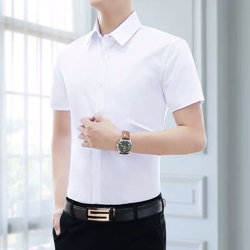 Summer White Shirt Men'S Short-Sleeved Business Formal Fit Professional Workwear Large Size White Half-Sleeved Work Shirt - Image 1