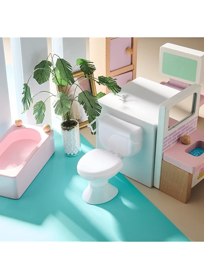 KASTWAVE Mini Toilet Seat Toy For Dollhouse Classic Bathroom Miniature Furniture 1/12 Scale Doll Toilet For Dolls Playset & Cake Topper Accessories White 2 Pieces - Image 5