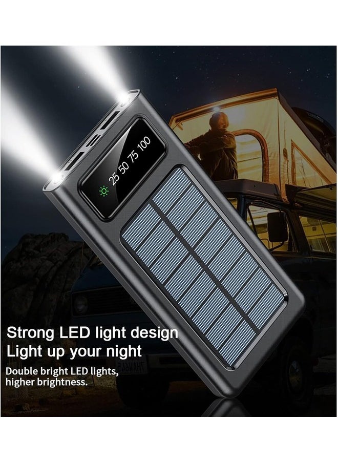 High-Capacity Four-Core 30,000mAh Solar Power Bank with Large Capacity, Including a Compact 10,000mAh Portable Power Bank, in Elegant White