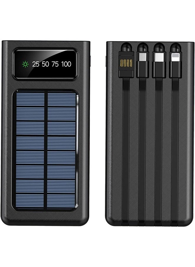 High-Capacity Four-Core 30,000mAh Solar Power Bank with Large Capacity, Including a Compact 10,000mAh Portable Power Bank, in Elegant White
