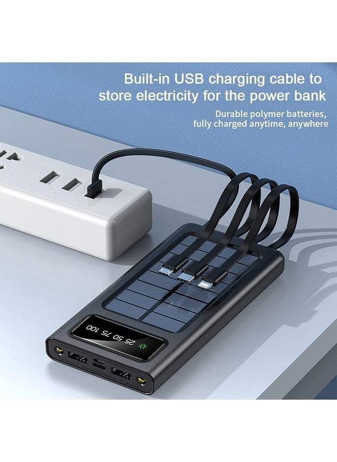 High-Capacity Four-Core 30,000mAh Solar Power Bank with Large Capacity, Including a Compact 10,000mAh Portable Power Bank, in Elegant White
