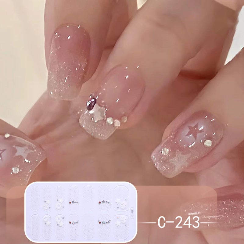 Icy Transparent Blush Heart Star Nail Stickers - Pink - Image 3