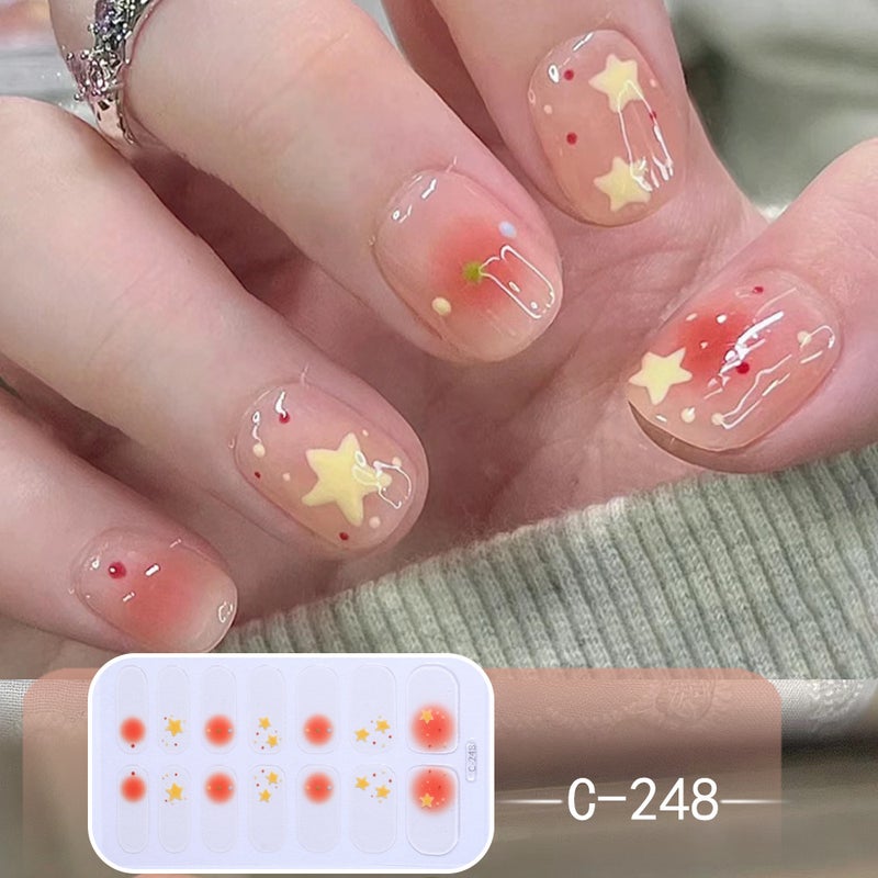 Icy Transparent Blush Heart Star Nail Stickers - Pink - Image 1