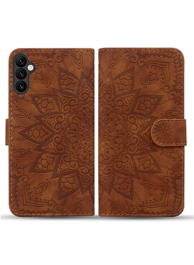 S-TOP Case For Samsung Galaxy A26 / A16 Mandala Embossed Dual-Fold Calf Leather Phone Case - Image 2