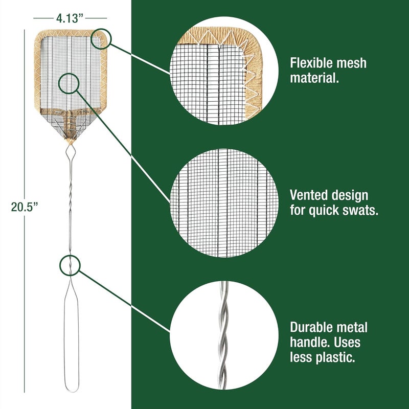 Enoz Wire Mesh Head Flyswatter with Metal Handle (Pack of 3) - Image 2