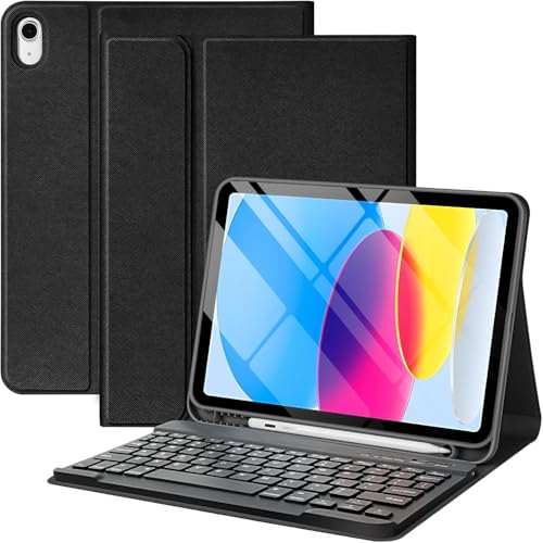 COO for iPad A16 11th 10th Generation Case with Keyboard, Detachable Wireless Bluetooth Keyboard Case with Pencil Holder for iPad 11 inch 2025 10th Gen 10.9 Inch 2022 - Black - Image 1