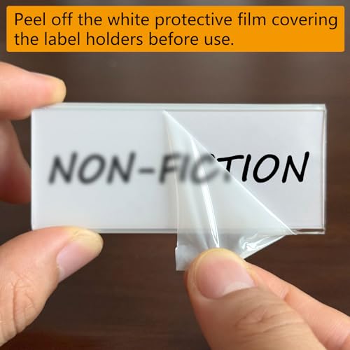 ChanQnTon Acrylic Shelf Labels,L-Shape Book Shelf Labels,Price Tags,Sign Holder,Display Stand.20Pack 1.25x3.15inch with Paper Inserts&Double Sided Sticky Dots.for Library,School,Home,Office,Store - Image 4