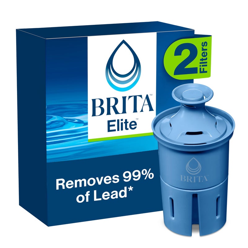 BRITA بدائل فلتر مياه بريتا إلت للقدور والموزعات، معتمد من NSF لإزالة 99% من الرصاص، 2 عدد، أزرق - Image 1