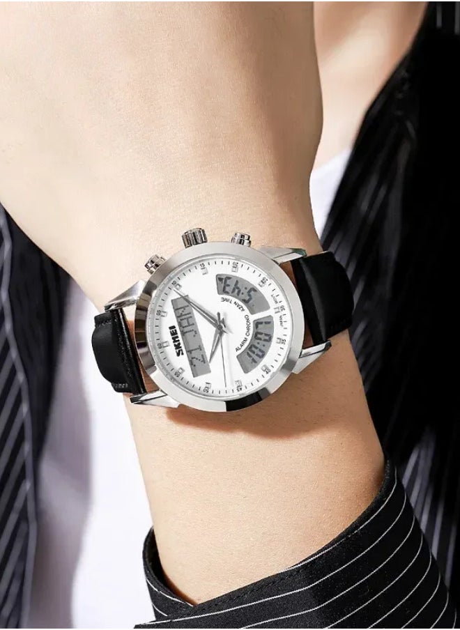SKMEI - Skmei Watch Black & Silver Q036 Water Resistant Quartz Digital Watch, Qibla, Azan Alert - Image 1