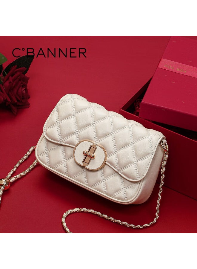 C.banner Leather Handbag, Women's Quilted Chain Crossbody Bag, Shoulder Bag, Light Luxury Birthday And New Year Gift For Girlfriend - Image 1