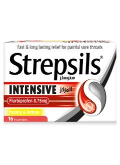 Strepsils Intensive Honey & Lemon Lozenges With Anti-Inflammatory Flurbiprofen For Fast & Long Lasting Relief From Painful Sore Throats, Pack of 16's