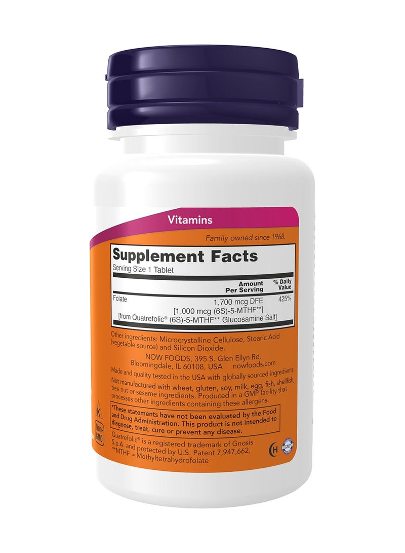 ناو فودز مكمل غذائي ميثيل فولات بتركيز 1000 مايكروجرام - 90 قرص - Image 2
