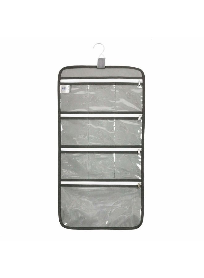 ANIZER Hanging Jewelry Organizer with 10 Zippered Clear Pockets for Travel Suitcase and Home Closet Jewelry Storage Bag Grey - Image 5