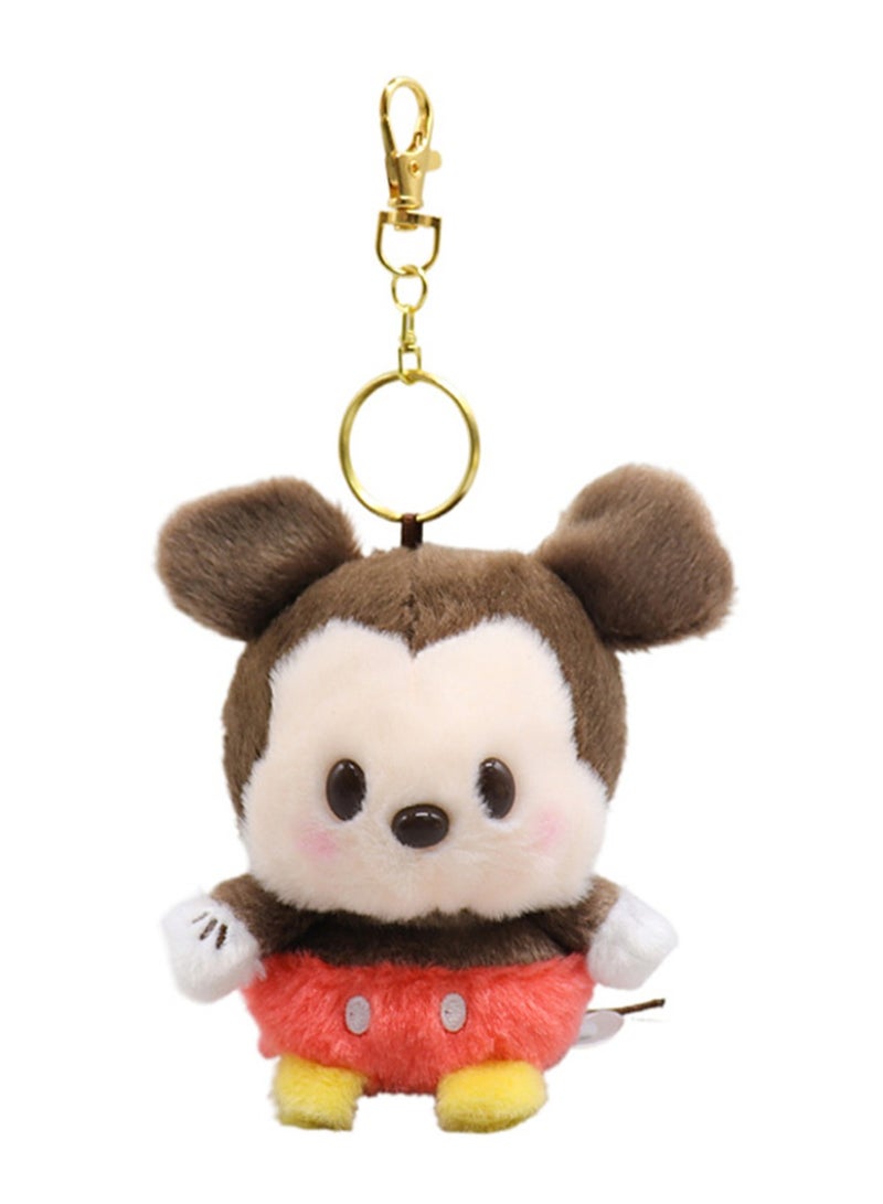 (Mickey)12cm Cute Q Version Bean Eye Cartoon Plush Doll Backpack Pendant Keychain - Image 1