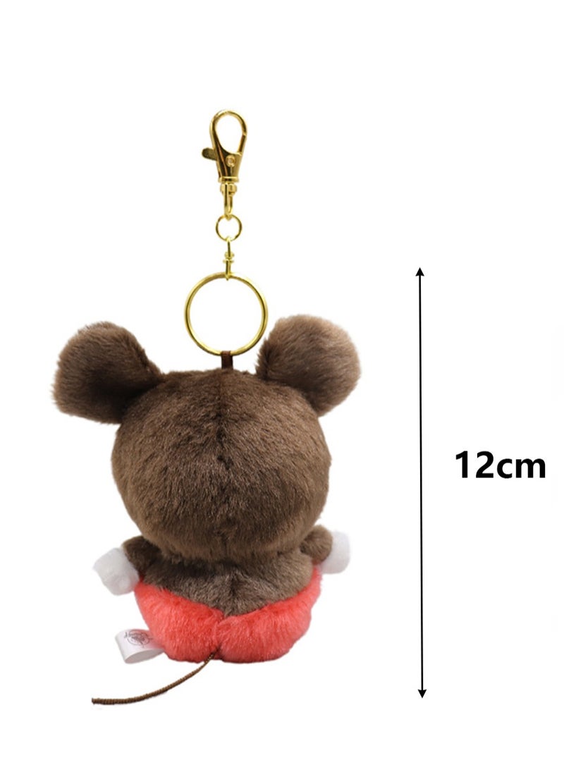 (Mickey)12cm Cute Q Version Bean Eye Cartoon Plush Doll Backpack Pendant Keychain - Image 2