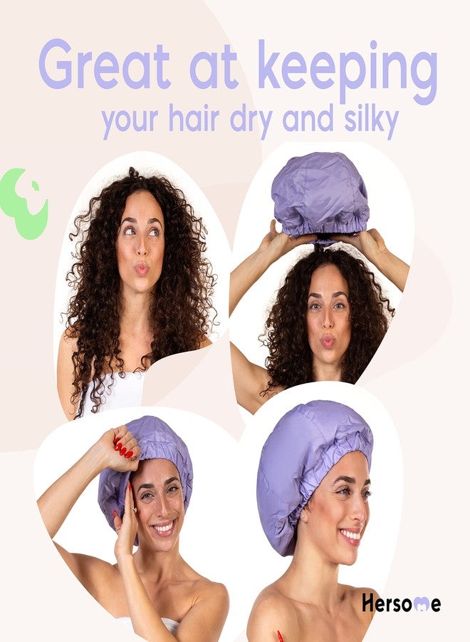 Hersome Premium Shower Cap for Women - 1000+ Showers, 100% Waterproof, Double-Sided, Large Shower Cap For Long Hair & Great For Curls (Anti-Frizz Terry Cloth Lining) Turquoise. - Image 4