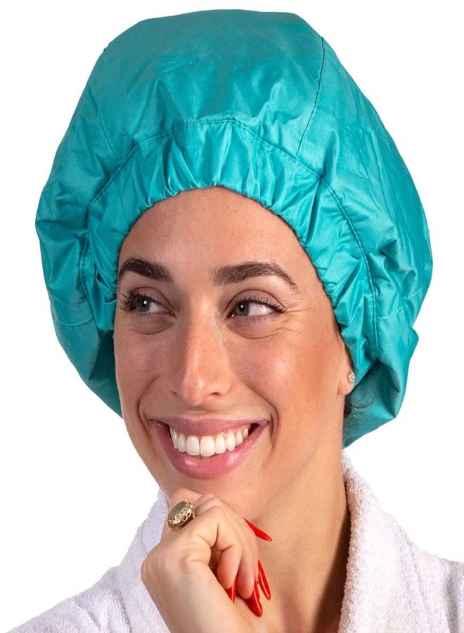 Hersome Premium Shower Cap for Women - 1000+ Showers, 100% Waterproof, Double-Sided, Large Shower Cap For Long Hair & Great For Curls (Anti-Frizz Terry Cloth Lining) Turquoise. - Image 1