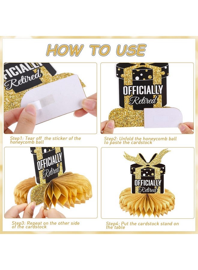 Chinco 8 Pieces Retirement Party Decorations Retirement Honeycomb Centerpieces Gold And Black Retirement Table Decorations For Man And Women Happy Retirement Party Supplies, Adventure Begin - Image 3