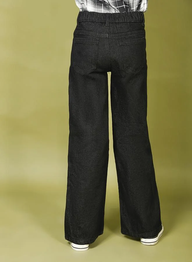 LILPICKS Denim Wash Ruff Straight Flared Jeans