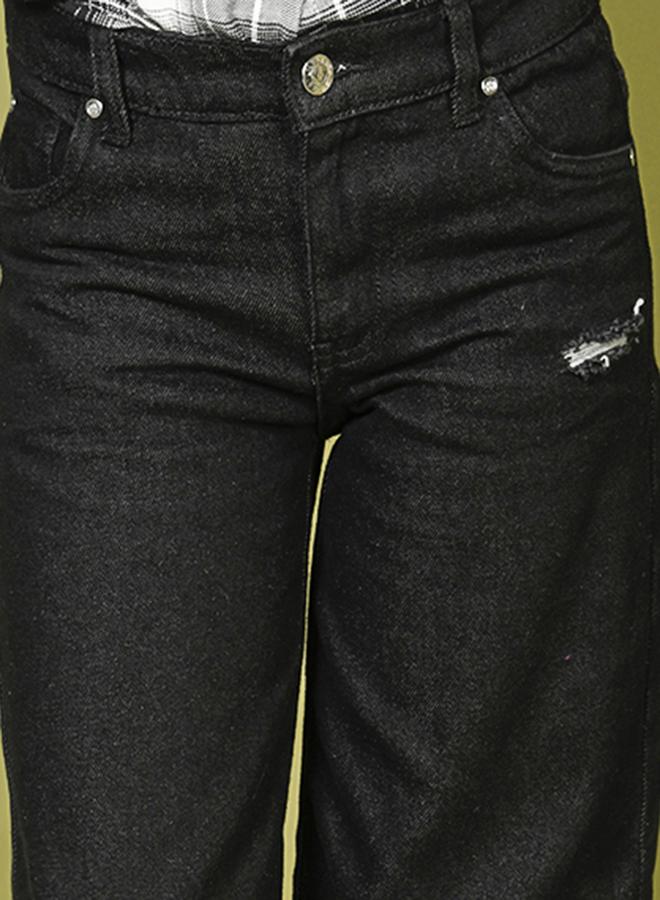 LILPICKS Denim Wash Ruff Straight Flared Jeans  - Image 2