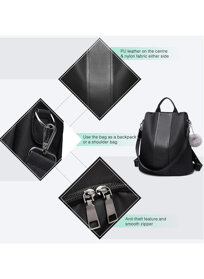 SYOSI - Women Backpack, Leisure Ladies Rucksack, Water-Resistant Nylon School Bags Anti-Theft Daypack Shoulder Bag, Elegant Modern For Work Shopping Travel (black) - Image 1