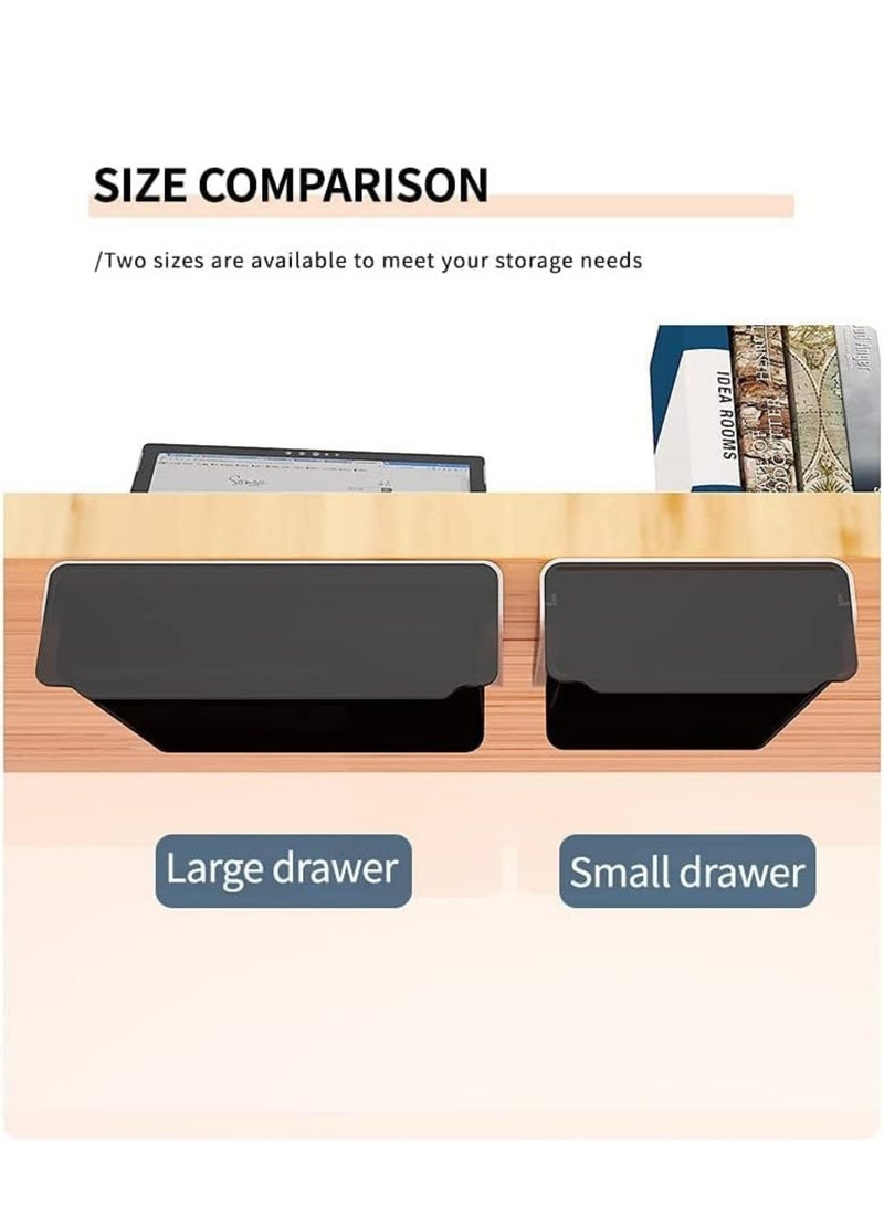 Self-adhesive Under Desk Drawer Organizer, Table Hidden Slide Out Large Storage Mounted Desktop, Pencil Holder Tray Drawers for Office Home School Stationery Kitchen (Small, Single Black) - Image 3