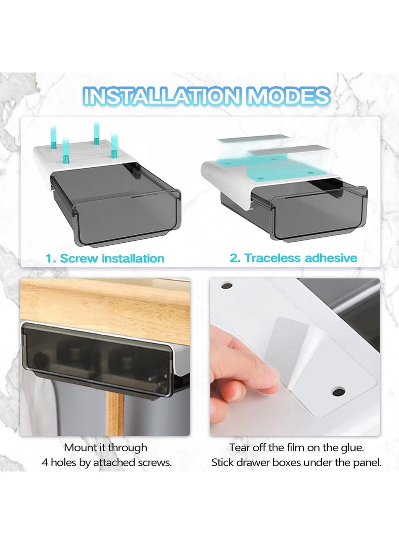 Self-adhesive Under Desk Drawer Organizer, Table Hidden Slide Out Large Storage Mounted Desktop, Pencil Holder Tray Drawers for Office Home School Stationery Kitchen (Small, Single Black) - Image 4
