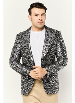 Michael Kors Men Regular Fit Animal Print Semi-Formal Blazer, Multicolor  - Image 1
