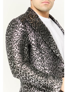 Michael Kors Men Regular Fit Animal Print Semi-Formal Blazer, Multicolor  - Image 3