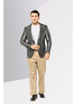 Michael Kors Men Regular Fit Animal Print Semi-Formal Blazer, Multicolor  - Image 2