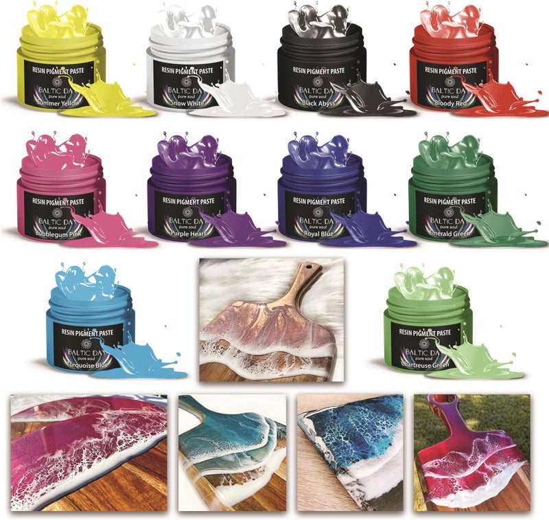 BALTIC DAY 10 Pigment Pastes for Epoxy Resin Jars Set - Pigment Paste - Opaque Resin Pigment - Epoxy Resin Dye Paste - Resin Paste Pigment - Epoxy Resin Color Pigment Paste - Mica Powder Paste - Nr1 Set - Image 2
