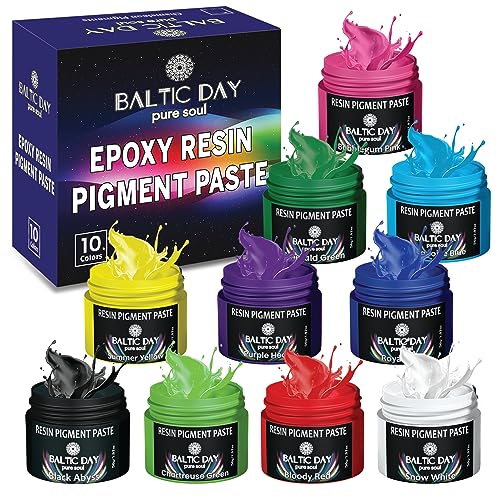 BALTIC DAY 10 Pigment Pastes for Epoxy Resin Jars Set - Pigment Paste - Opaque Resin Pigment - Epoxy Resin Dye Paste - Resin Paste Pigment - Epoxy Resin Color Pigment Paste - Mica Powder Paste - Nr1 Set - Image 1