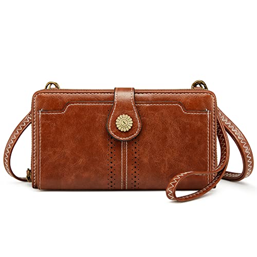 S-ZONE Vegan Leather Crossbody Bags for Women Small Cell Phone Purse RFID Blocking Clutch Purses with 2 Straps - Image 1