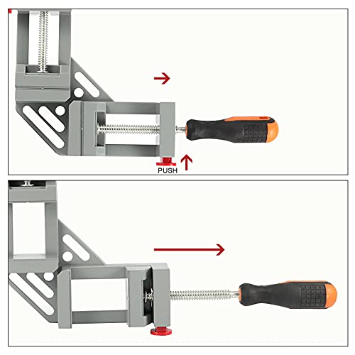 HOIGON 2 Pack Double Handle Corner Clamp, 90 Degree Right Angle Corner Clamp with Adjustable Swing Jaw Aluminum Alloy for Woodworking, Welding, Framing - Image 5