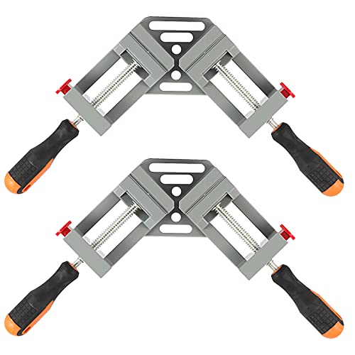 HOIGON 2 Pack Double Handle Corner Clamp, 90 Degree Right Angle Corner Clamp with Adjustable Swing Jaw Aluminum Alloy for Woodworking, Welding, Framing - Image 1