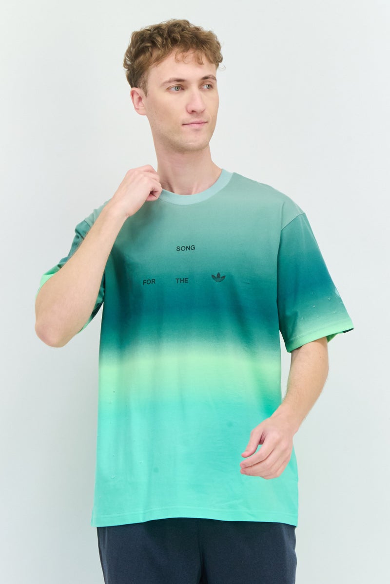 adidas Originals Men Sportswear Fit Short Sleeves Running T-Shirt, Green Combo  - Image 1