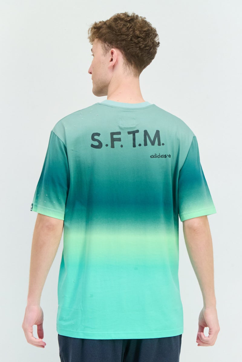 adidas Originals Men Sportswear Fit Short Sleeves Running T-Shirt, Green Combo  - Image 2