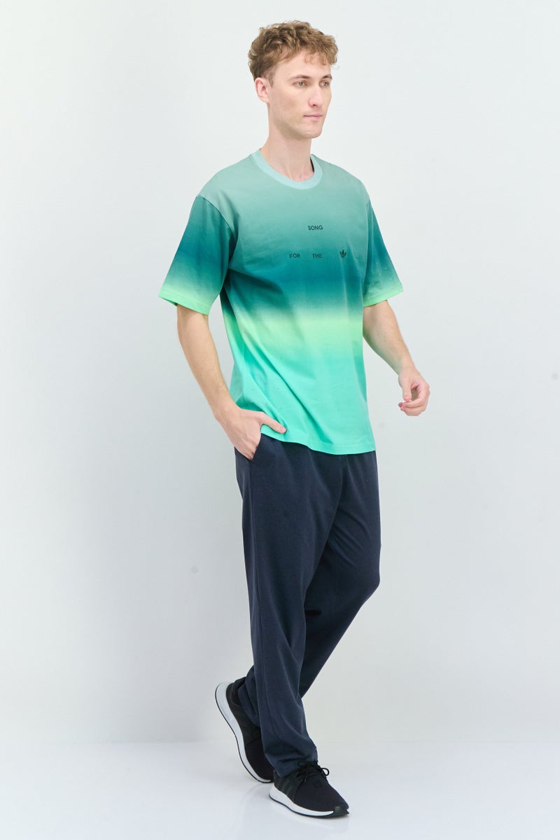 adidas Originals Men Sportswear Fit Short Sleeves Running T-Shirt, Green Combo  - Image 4