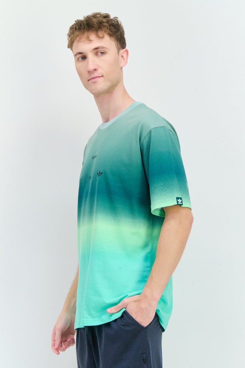 adidas Originals Men Sportswear Fit Short Sleeves Running T-Shirt, Green Combo  - Image 3