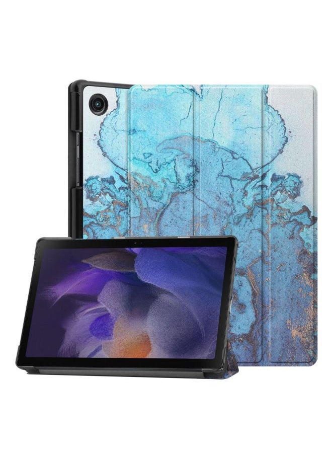 Generic - Applicable To Samsung Tab A8 SM-X200 X205 Tablet Protective Case A7 Tri-fold S9FE/S6lite Casco-Color:Marble Blue-Applicable Model:A7lite - Image 1