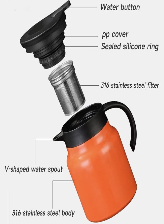 CGHWBEA 34oz Thermal Coffee Carafe,Tea Pot 316 Stainless Steel, Double Wall Vacuum Coffee Carafe | Hot & Cold Retention | BPA Free (black) - Image 2